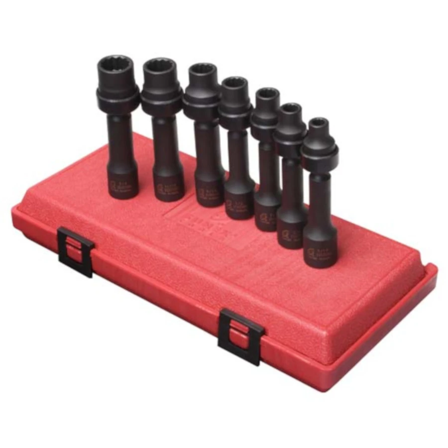 SUNEX 2696 1/2" Dr SAE 12pt Driveline Socket Set 7-Piece