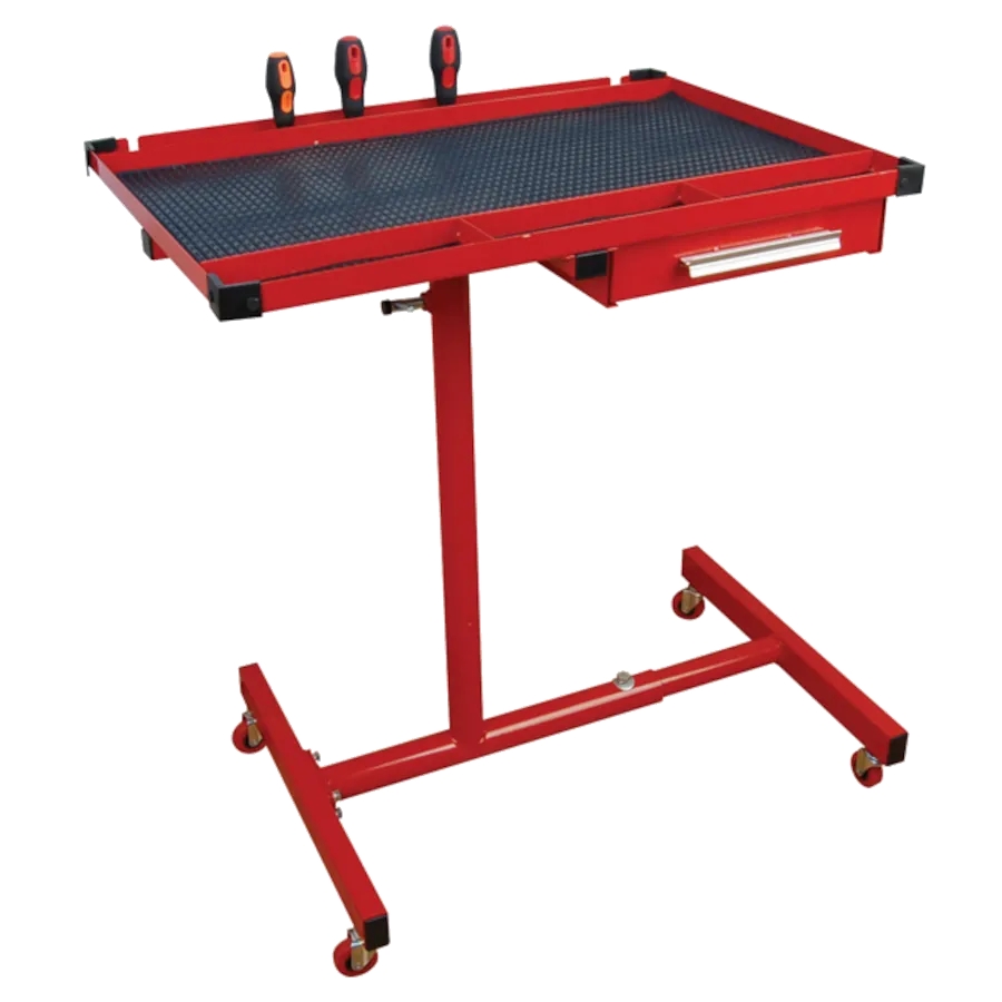 ATD Heavy-Duty Mobile Work Table with Drawer - Red