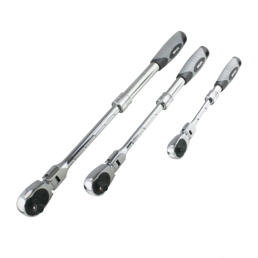 EZRED Locking Flex Head Extendable 3 Pc Ratchet Set