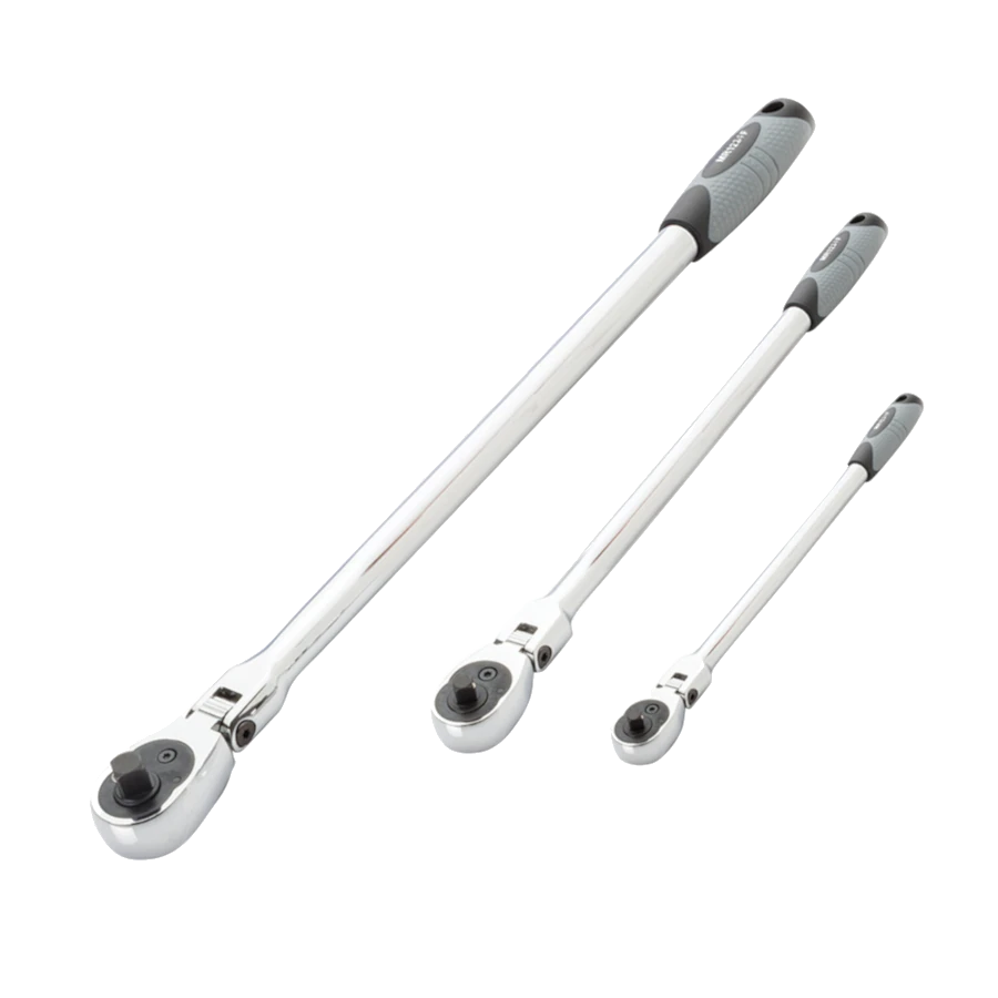 EZRED 180&deg; Extra Long Non-Locking Flex Head 3 Pc Ratchet Set