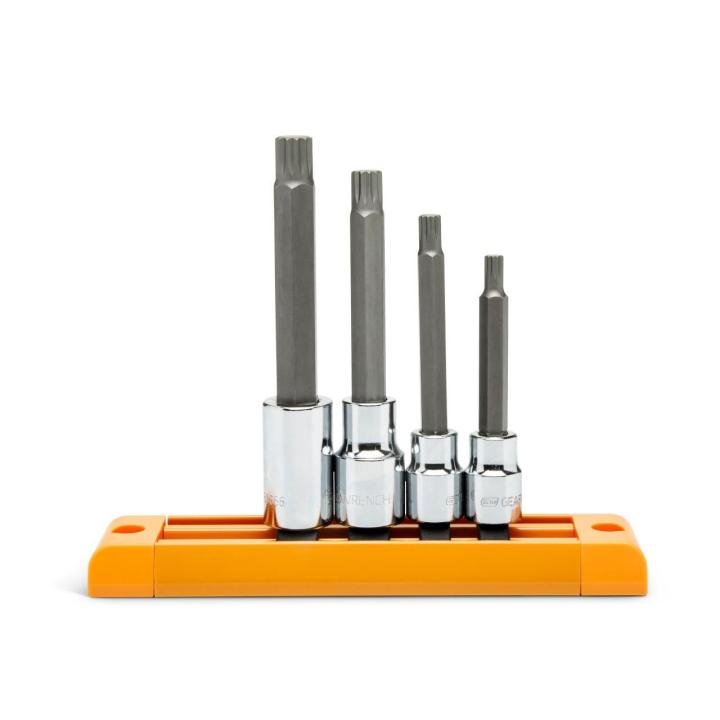 4 Piece 3/8" & 1/2" Drive Extra Long Triple Square Bit Metric Socket Set