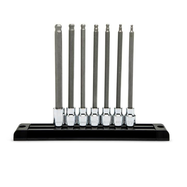 7 Piece 3/8" Drive Long Ball End Hex Bit SAE Socket Set