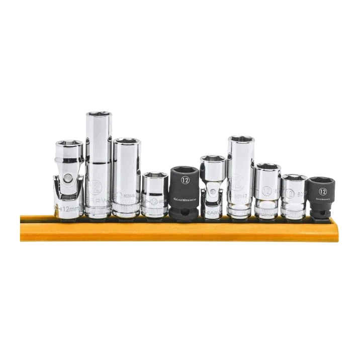 GEARWRENCH 80576 10 Pc. 1/4" & 3/8" Drive 6 Point 12mm Socket Set