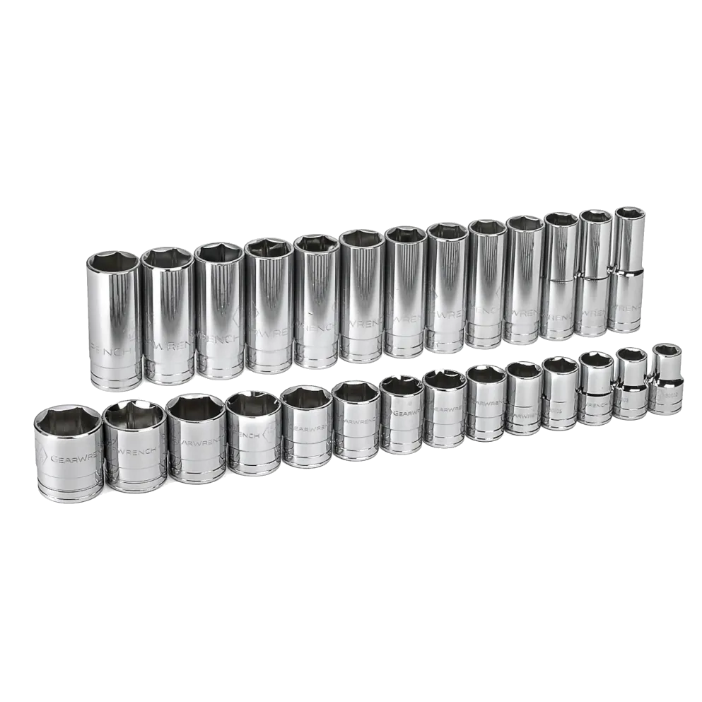GEARWRENCH 80729 27 Pc. 1/2" Drive 6 Point Standard & Deep SAE Socket Set