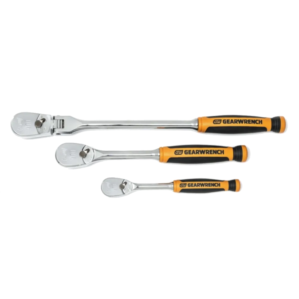 GEARWRENCH 81203T 3 Pc. 1/4" & 3/8" Drive 90-Tooth Dual Material Teardrop Ratchet Set