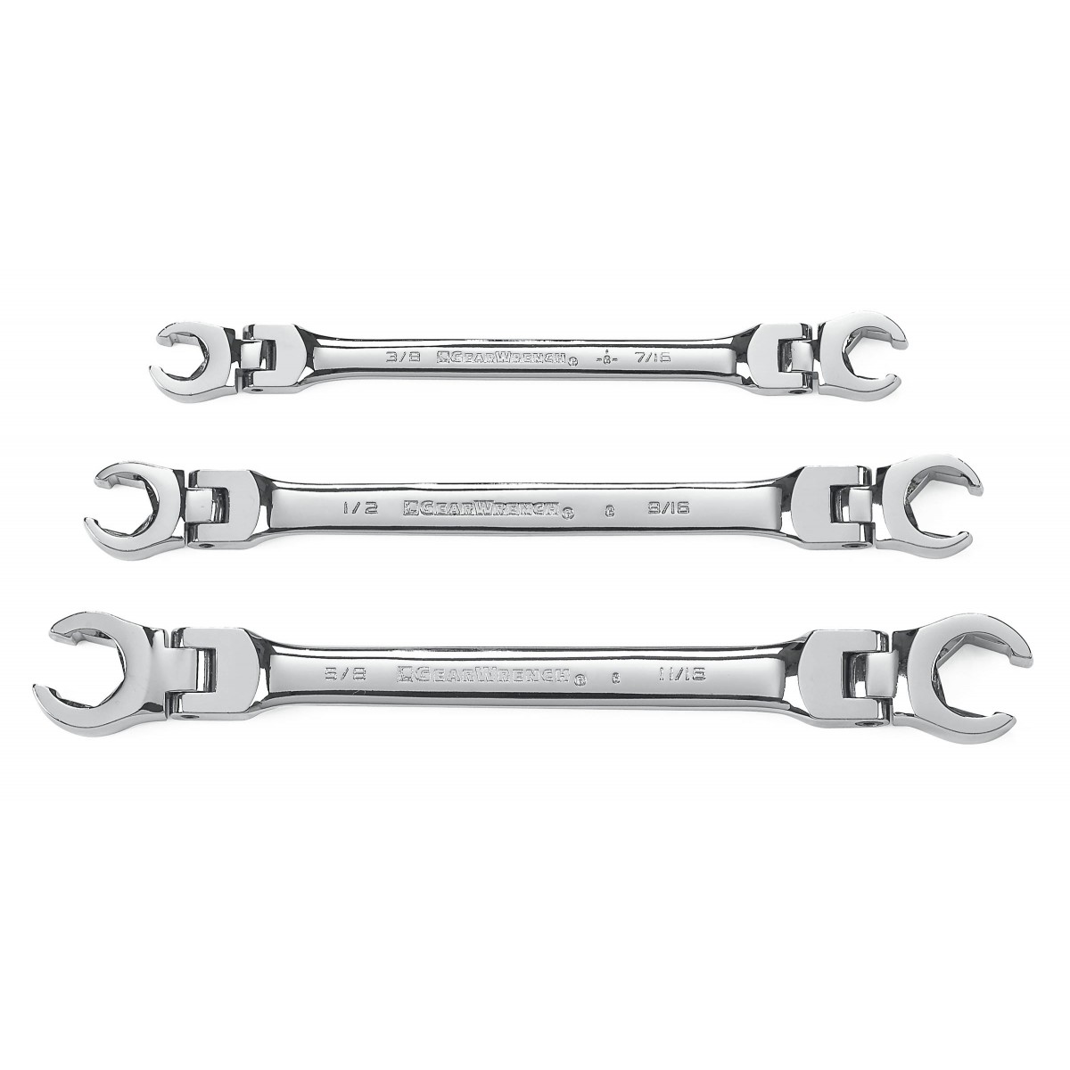 GEARWRENCH 81914 3 Pc. Flex Head Flare Nut SAE Wrench Set