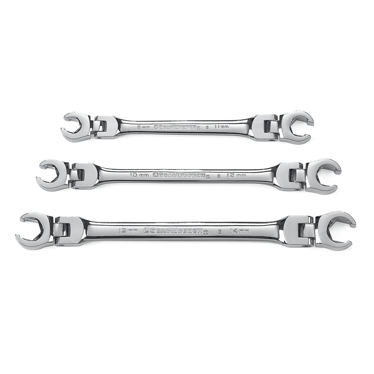 GEARWRENCH 81915 3 Pc. Flex Head Flare Nut Metric Wrench Set