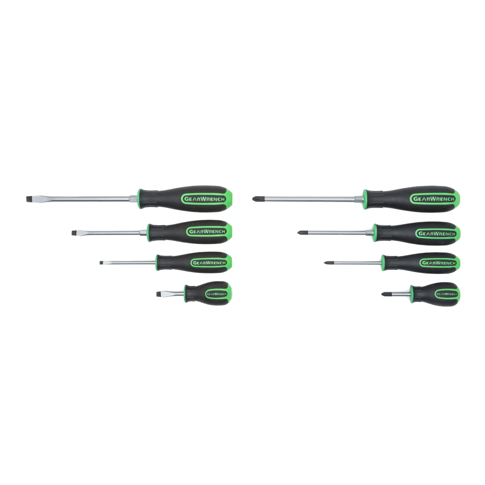 GEARWRENCH 82683 8 Pc. Phillips&reg;/Slotted Green Dual Material Screwdriver Set