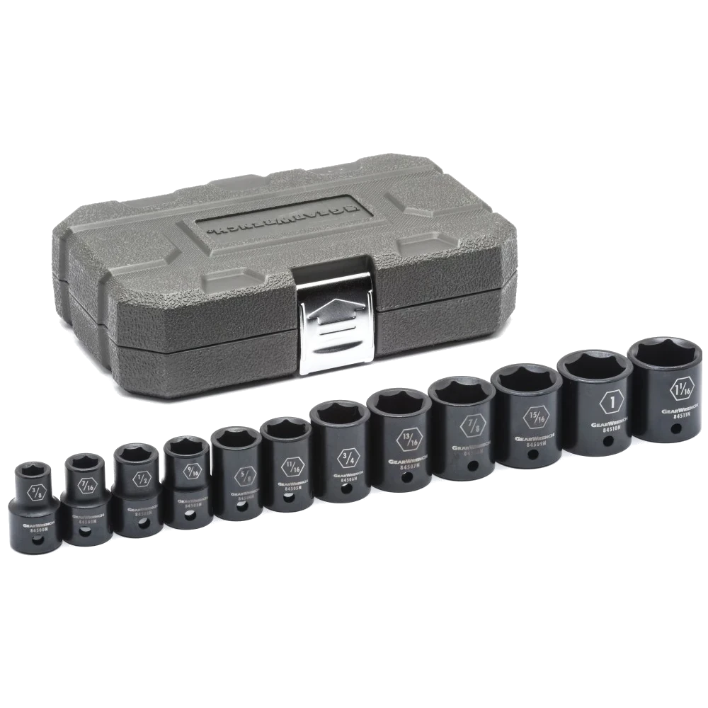 GEARWRENCH 12 Pc. 1/2" Drive 6 Point Standard Impact SAE Socket Set