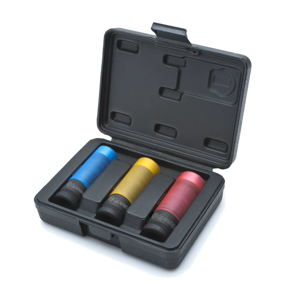 GEARWRENCH 84946 3 Pc. 1/2" Drive High-Strength Wheel Protector Impact Metric Socket Set