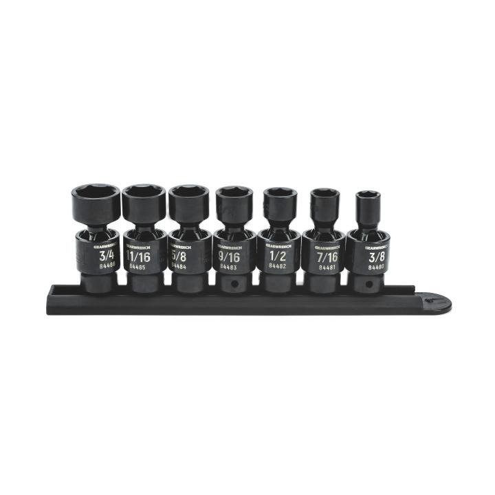 GEARWRENCH 84974 7 Pc. 3/8" Drive 6 Point Standard X-Core Pinless Universal Impact SAE Socket Set