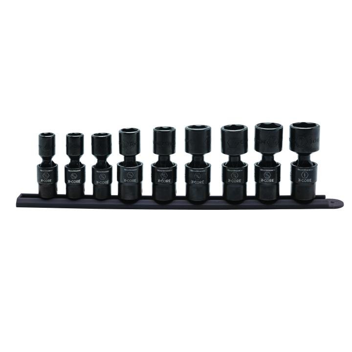 GEARWRENCH 84978 9 Pc. 1/2" Drive 6 Point Standard X-Core Pinless Universal Impact SAE Socket Set