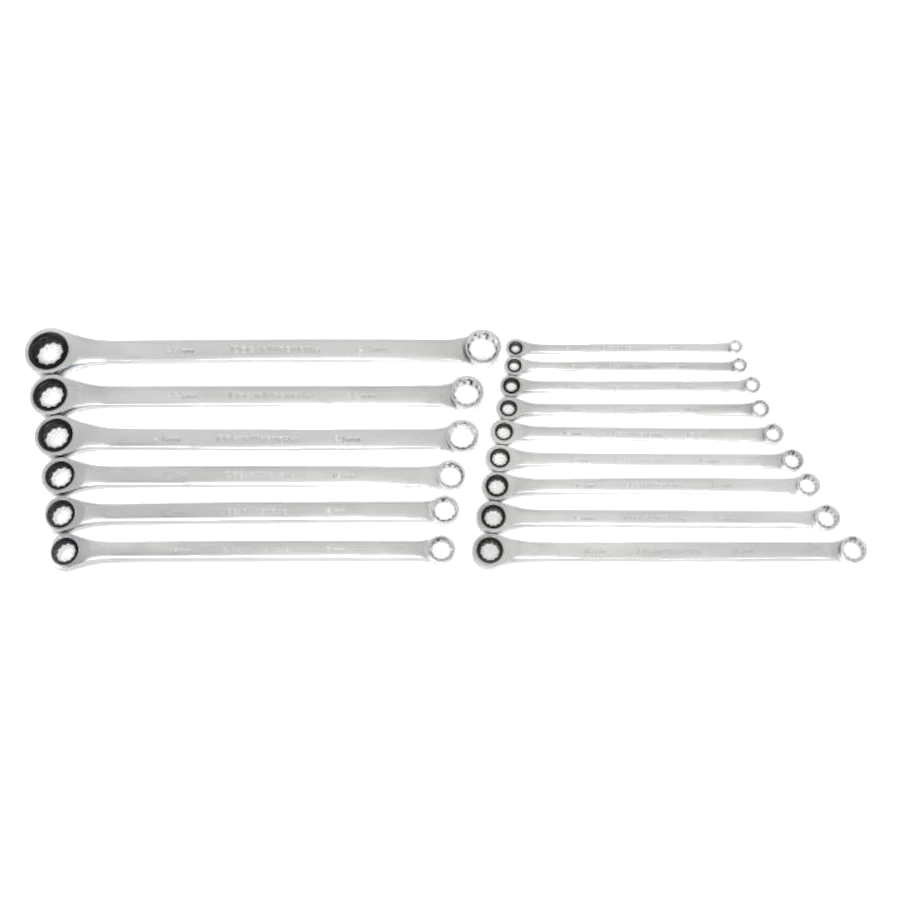 GEARWRENCH 85985-07 15 Pc. 72-Tooth 12 Point XL GearBox&trade; Double Box Ratcheting Metric Wrench Set