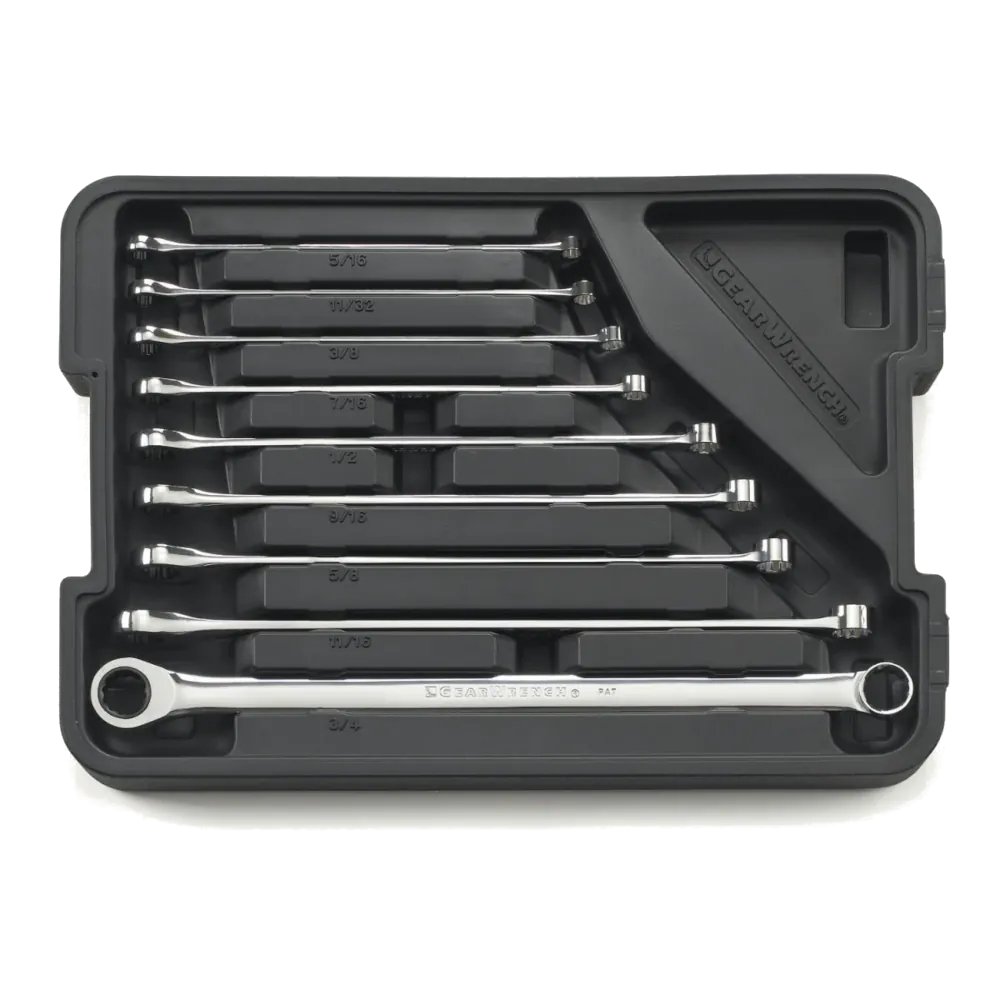 GEARWRENCH 85998 9 Pc. 12 Point XL GearBox Double Box Ratcheting SAE Wrench Set