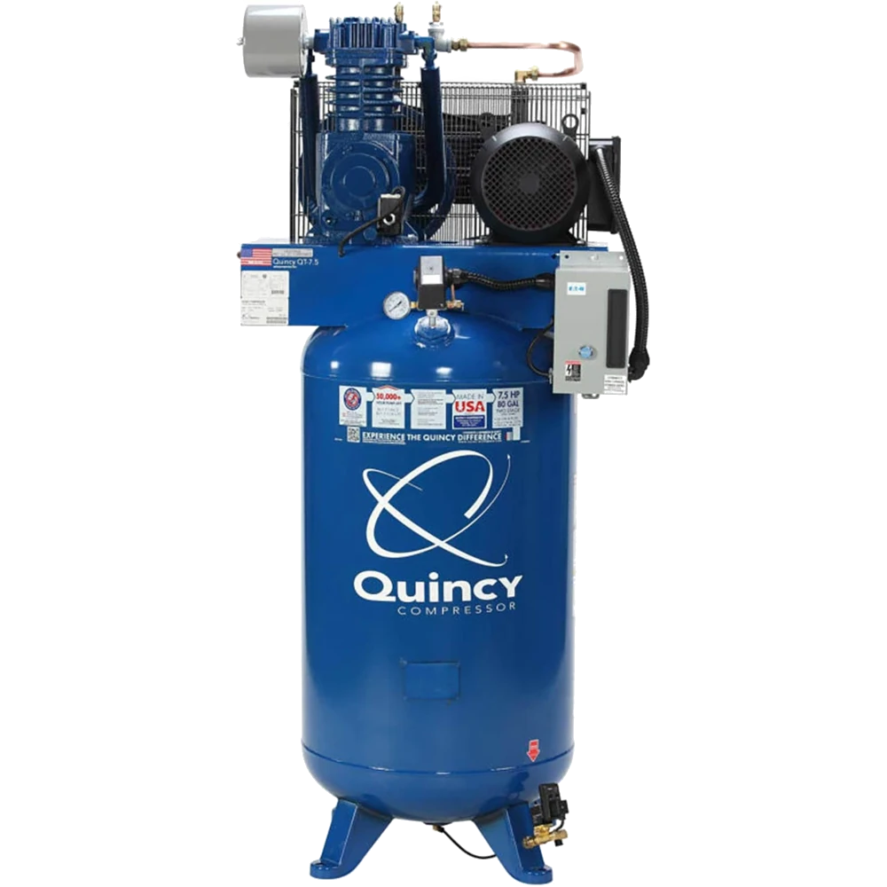 Quincy 7.5 HP MAX, 230V, 2 Stage, 80 Gallon Vertical Air Compressor