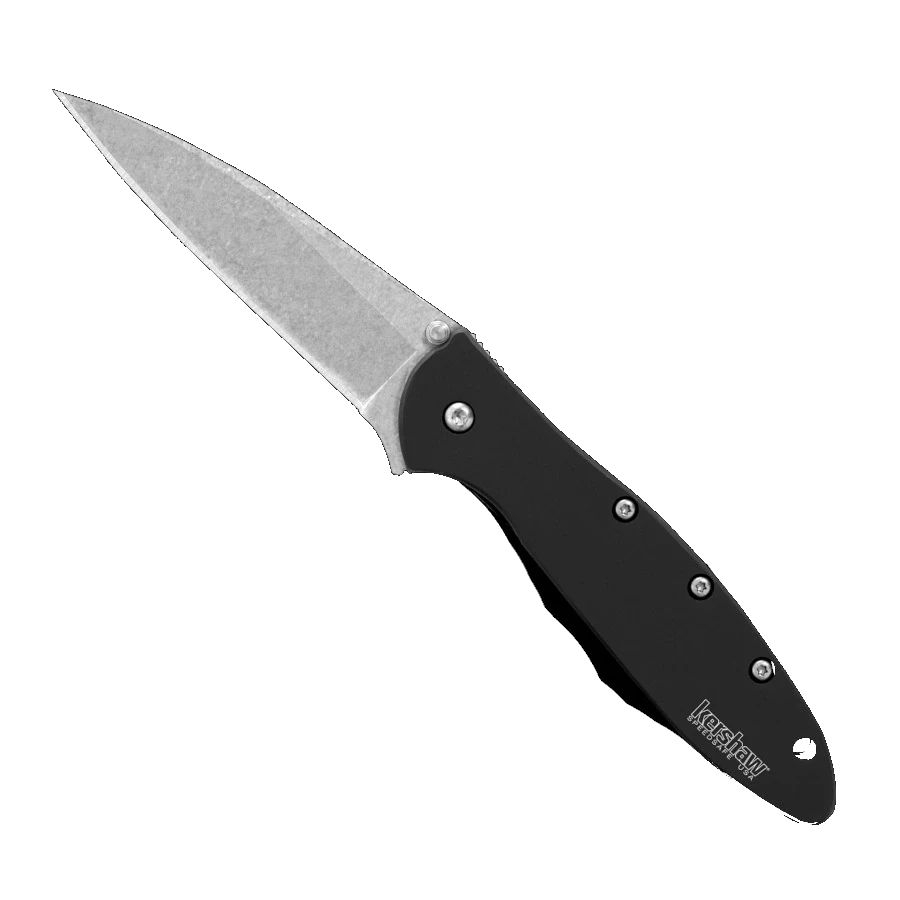 Kershaw 1660SWBLK Leek - Black, Stonewash
