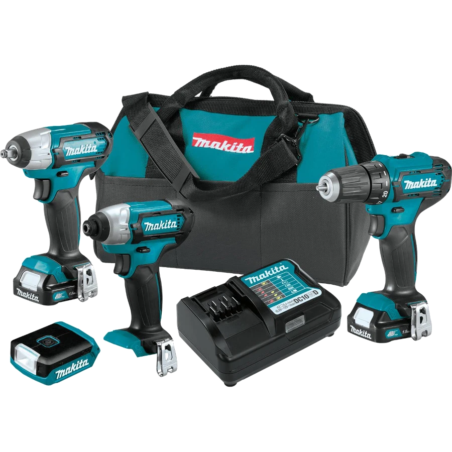 MAKITA 12V max CXT Lithium‑Ion Cordless 4‑Pc. Combo Kit (1.5Ah)