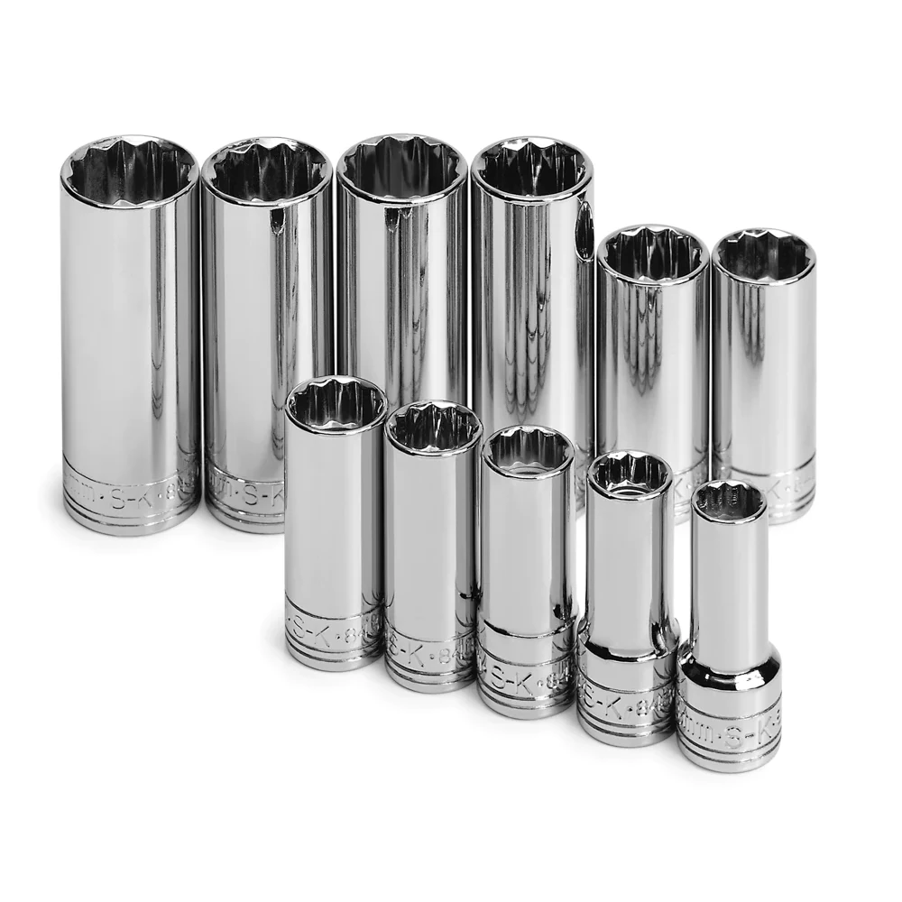 SK 11 Piece 3/8" Drive 12 Point Deep Metric Chrome Socket Set