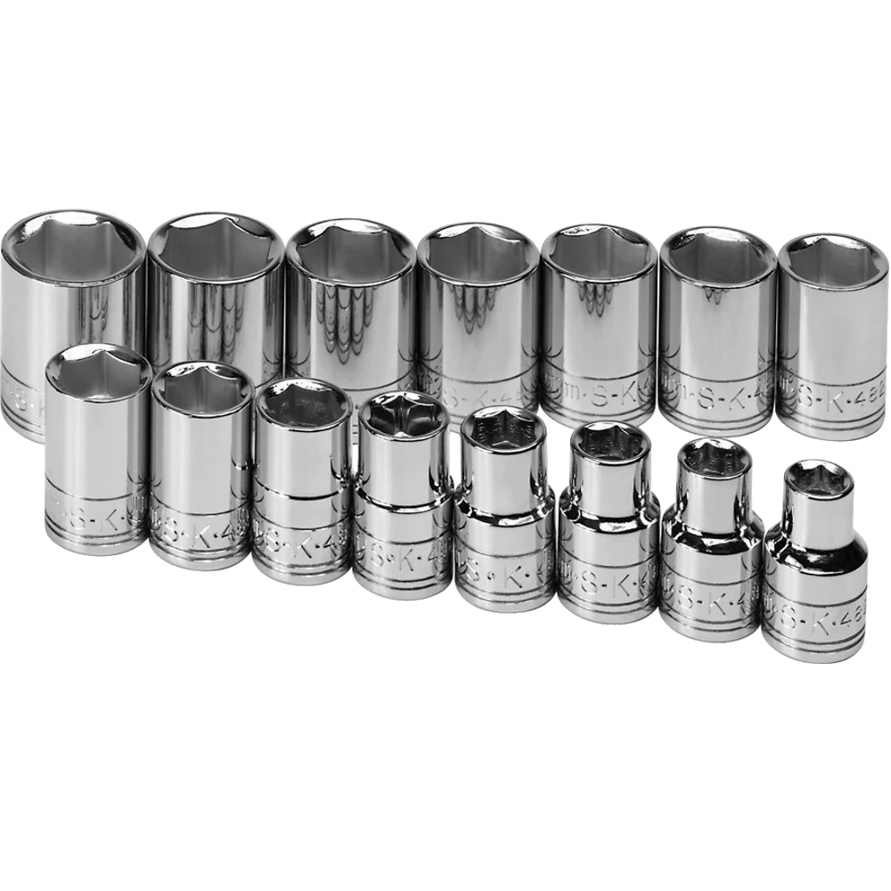 SK 15 Piece 1/2" Drive 6 Point Standard Metric Chrome Socket Set