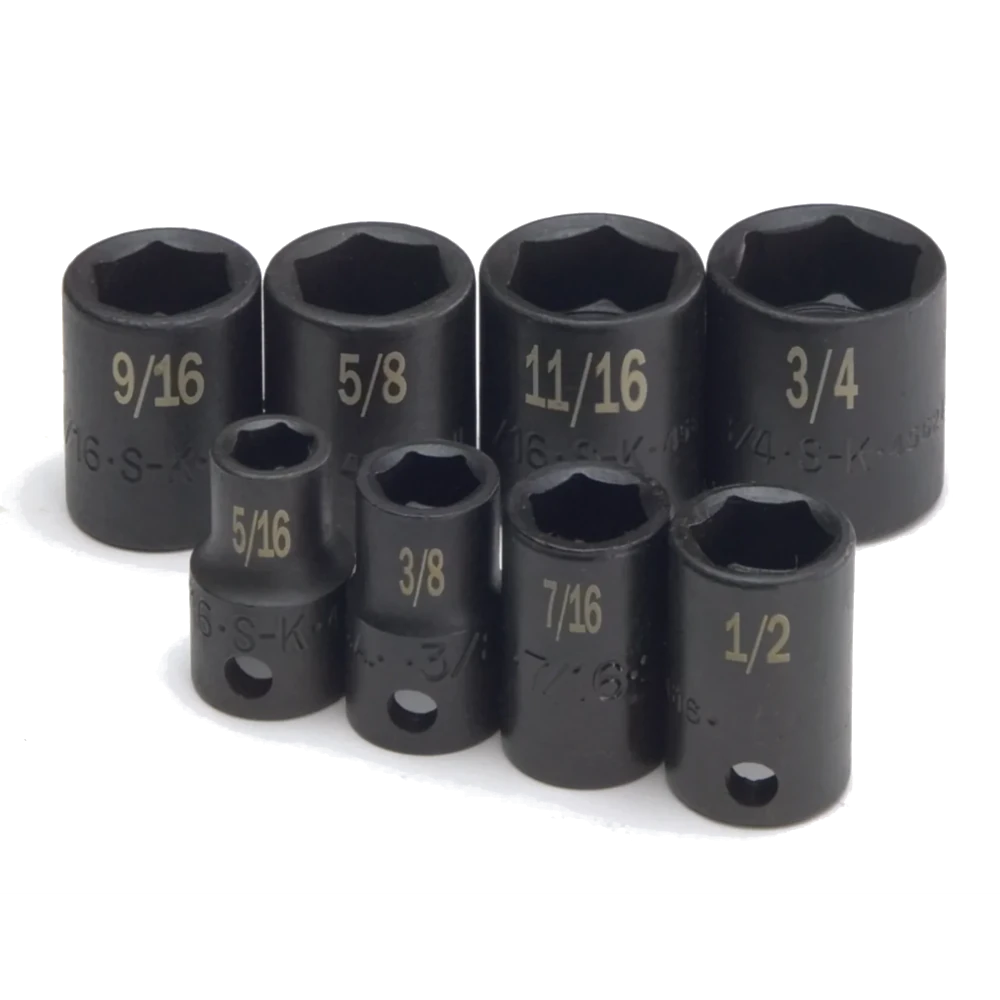 SK 8 Piece 3/8" Drive 6 Point Fractional Standard Impact Socket Set