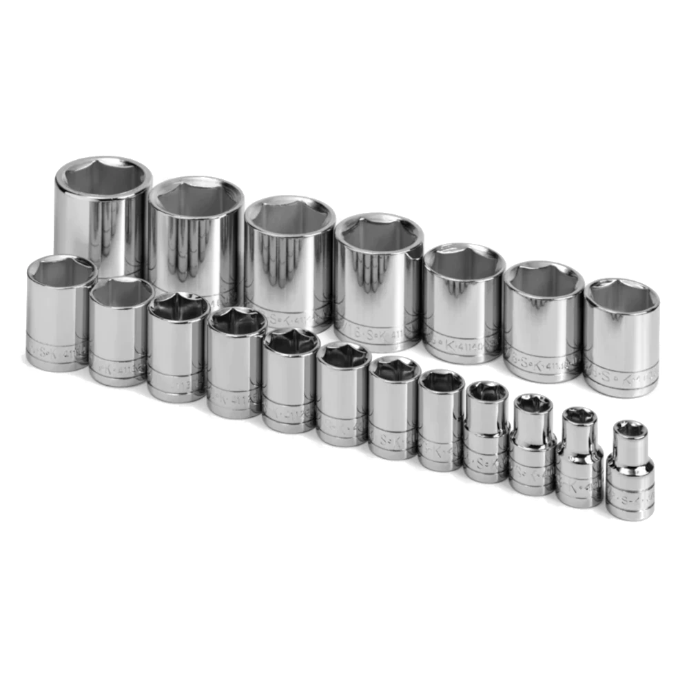 SK 4120 19 Piece 1/2" Drive 6 Pt Standard Fractional Chrome Socket Set