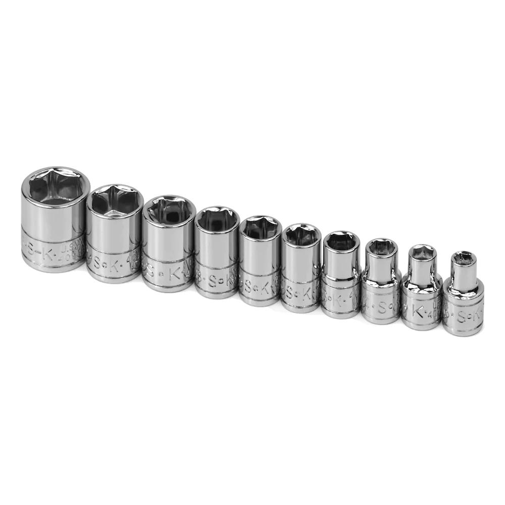 SK 10 Piece 1/4" Drive 6 Pt Standard Fractional Chrome Socket Set