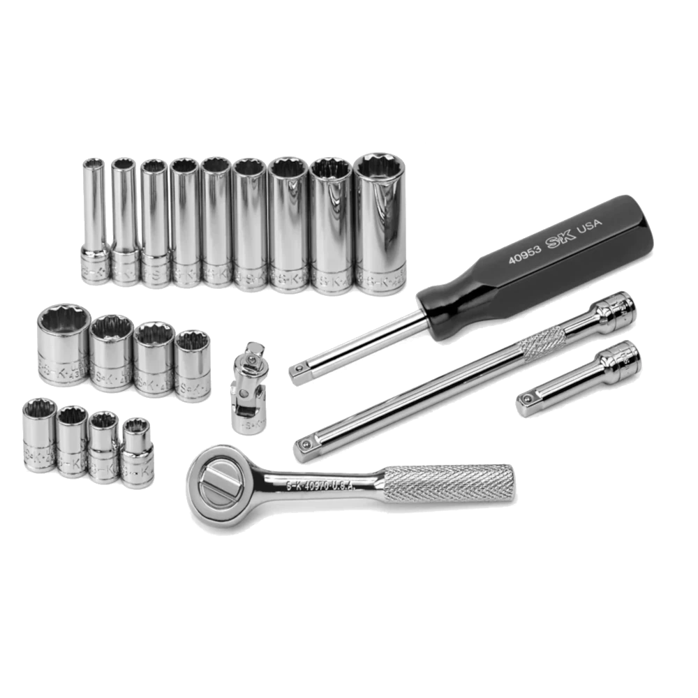 SK 22 Piece 1/4" Drive 12 Pt Standard Fractional Chrome Socket Set