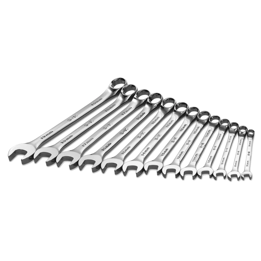 SK 86123 13 Piece 6 Point Metric Regular Combination Chrome Wrench Set