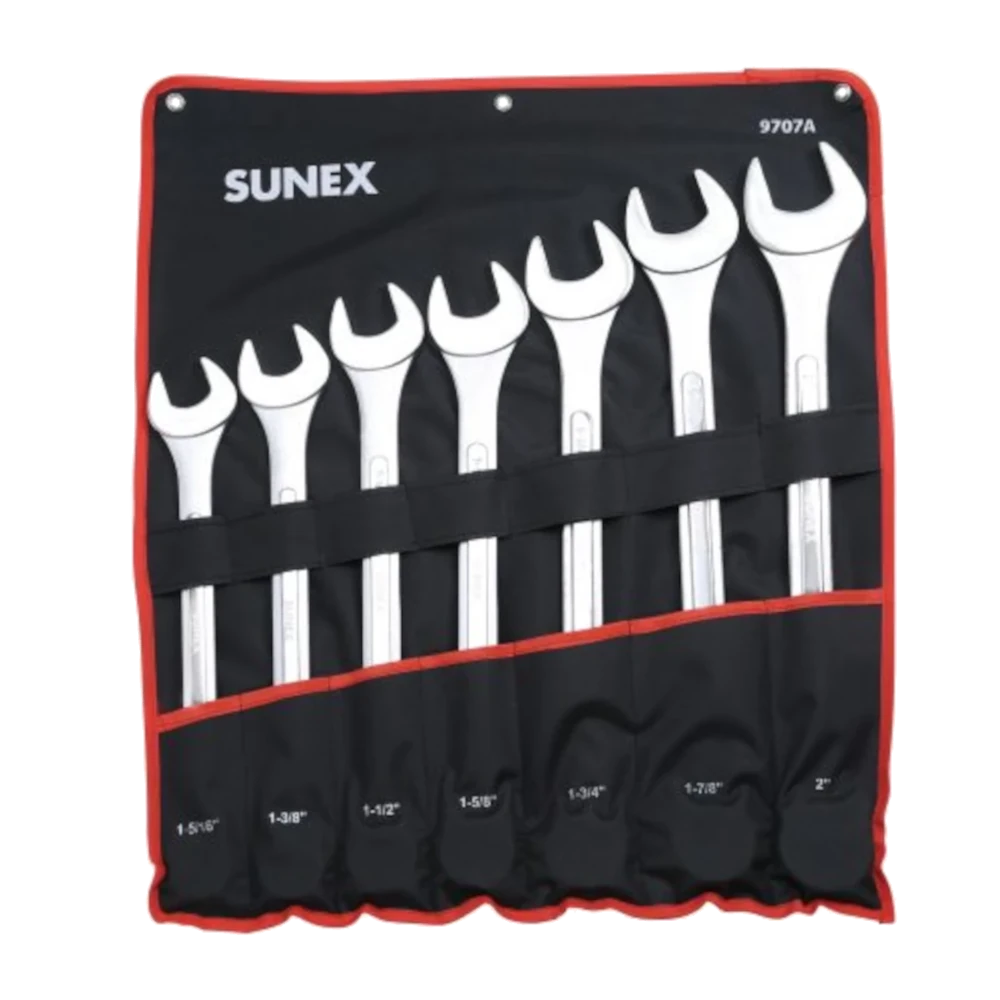 SUNEX 9707A 7 Piece SAE Raised Panel Jumbo Combination Wrench Set