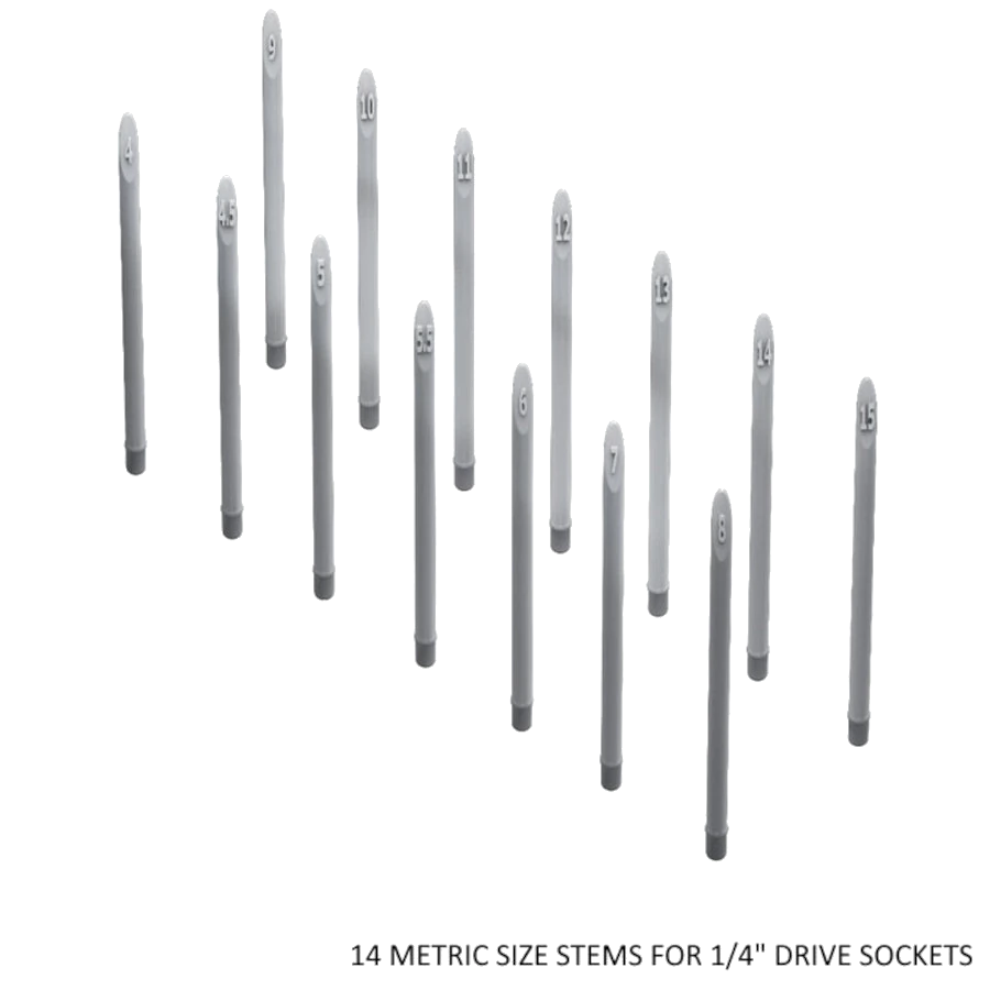 Toolbox Widget Metric Size Stems 1/4" Drive Sockets - SO14MM