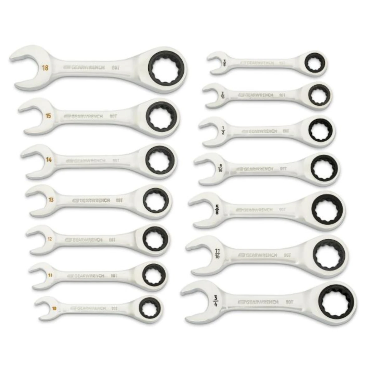 Gearwrench 14 Piece 90-Tooth 12 Point SAE/Metric Stubby