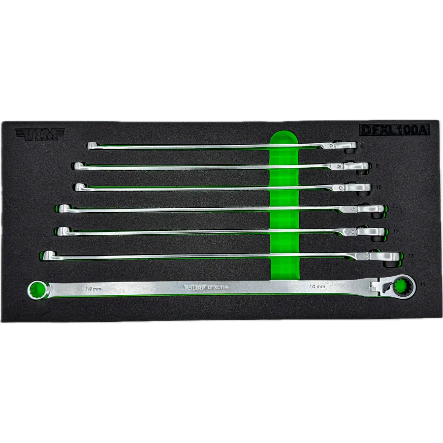 VIM DFXL100A 7 PC. Deep Spline Ratcheting Flex Head XL Wrench Set