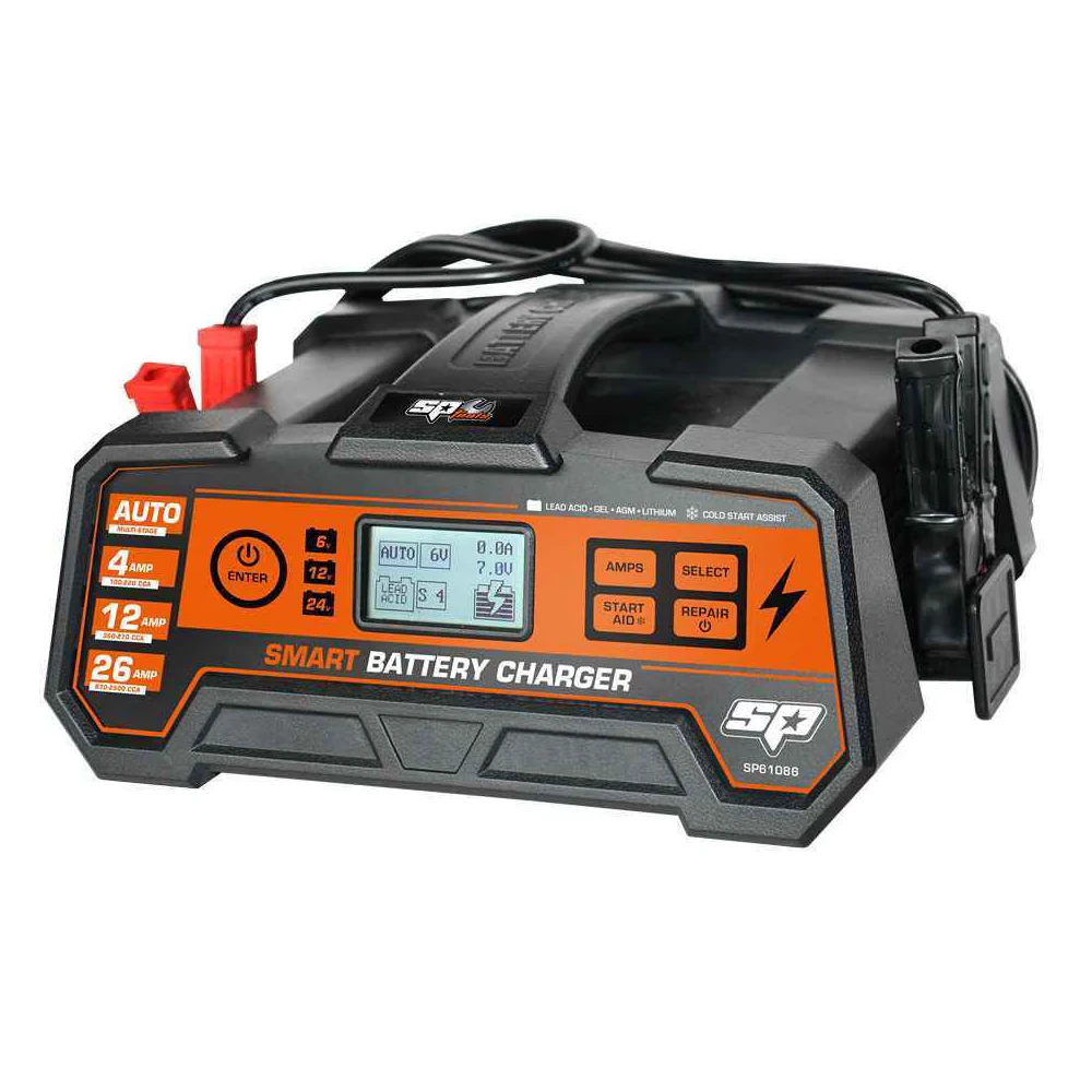 SP TOOLS SMART BATTERY CHARGER - 8 STAGE MULTI VOLT - 6, 12 & 24V - 26A