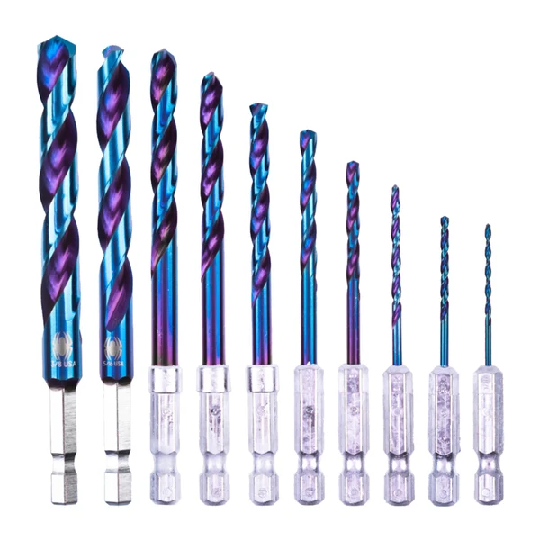 SPYDER 10-Piece Assorted HSS Twist Drill Bit Set Mach-Blue®