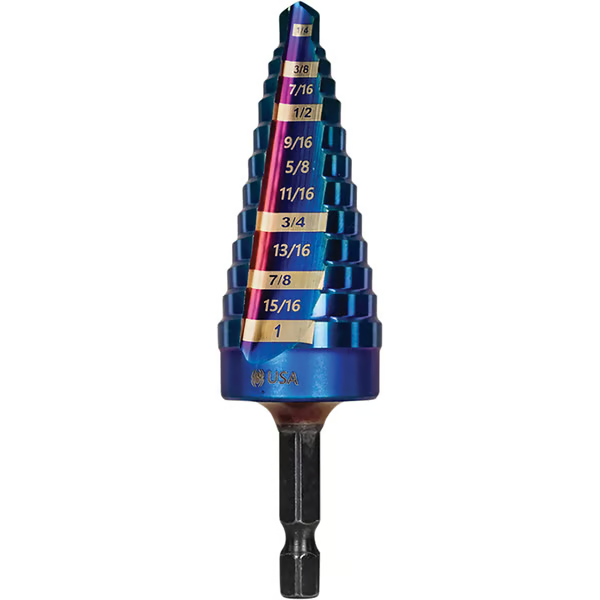 STEELMAN 1/4 to 1-Inch Hex Shank 13 Step Drill Bit