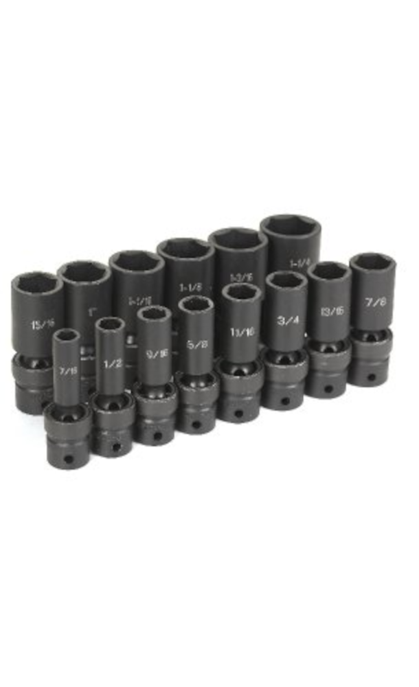 GREY PNEUMATIC 1/2" Drive Deep Length Universal Impact Socket Set